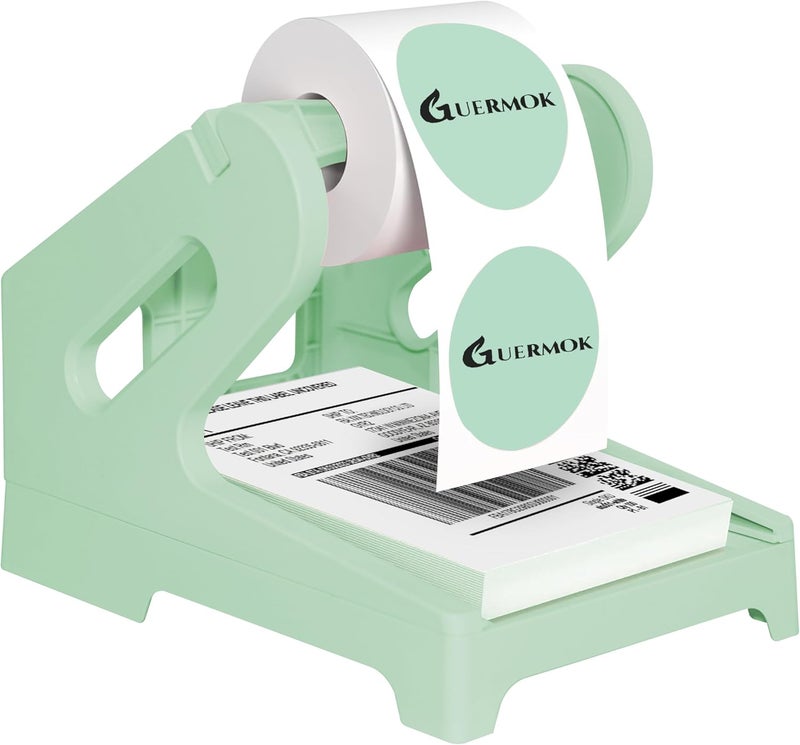 Guermok Thermal Shipping Label Holder for Rolls & Fan-Fold, Fragile Stickers for Shipping, Label Stand Desktop Printer Holder-Home Office Accessory Sticker Dispenser for Holographic (Green) - Image 1